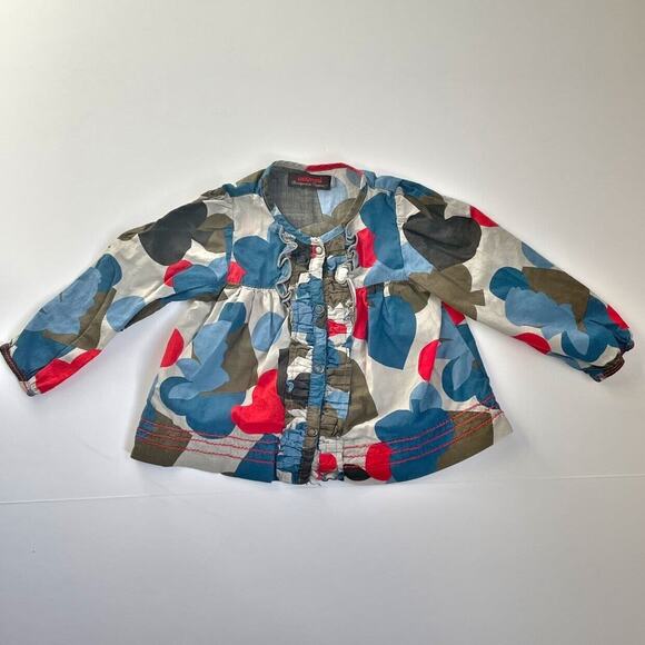 Catimini Button Down Top With Ruffles - Picture 1 of 4